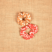 Yellow & orange block print scrunchies 

