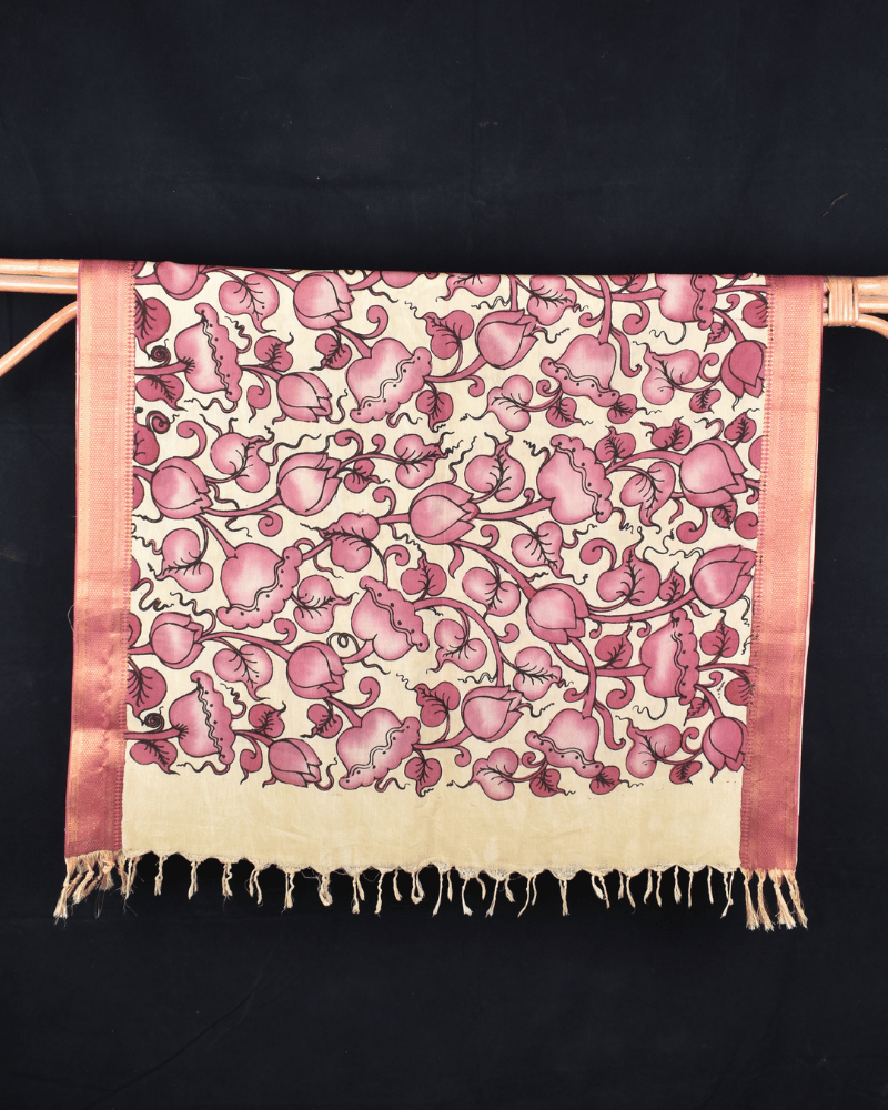 Onion Pink Hand Painted Kalamkari Dupatta