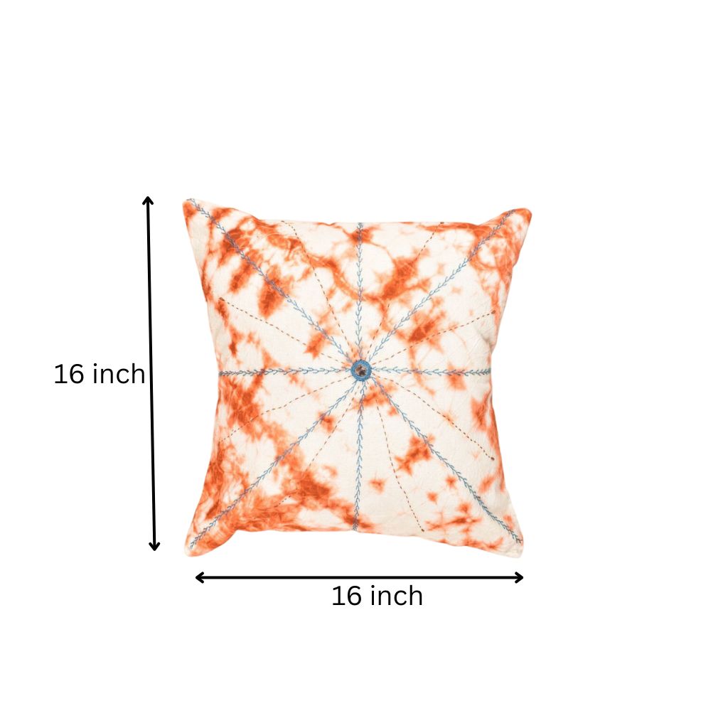 White and orange tie dye cushion cover
