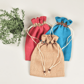 Charming flat jute potli bags in assorted colours