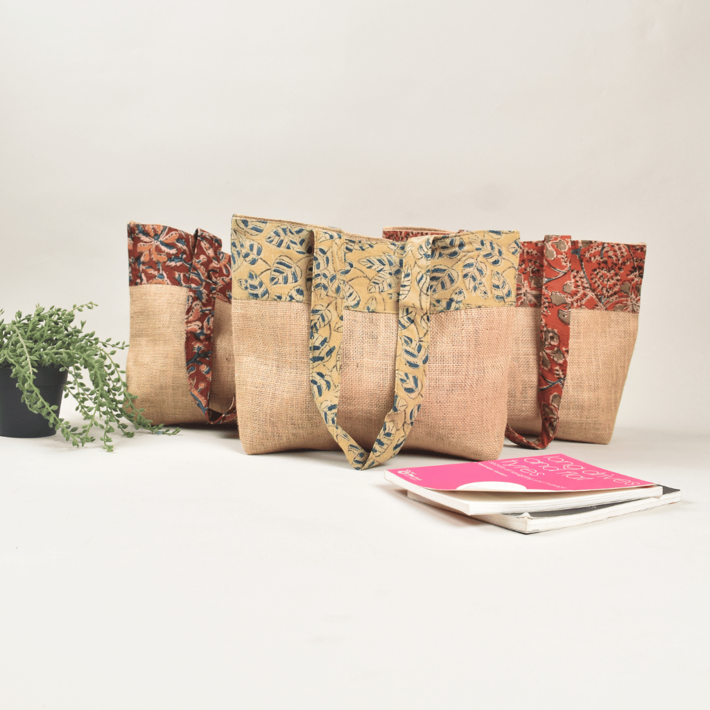 Jute and kalamkari tambulam bags