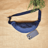 Fanny bag or waist bag in quilted denim - Front