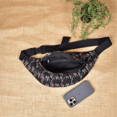 Fanny bag or waist bag in black ikat - inside