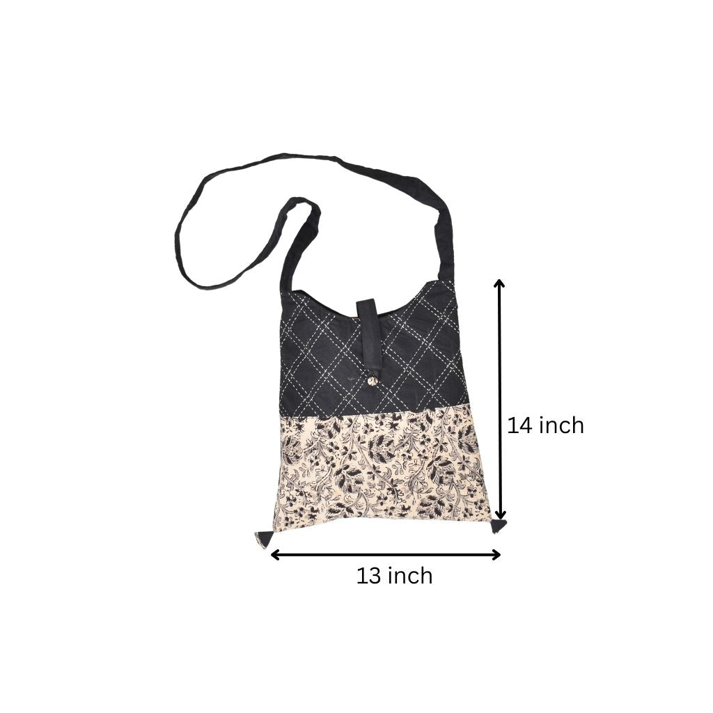 Black embroidery kalamkari sling bag - Dimensions