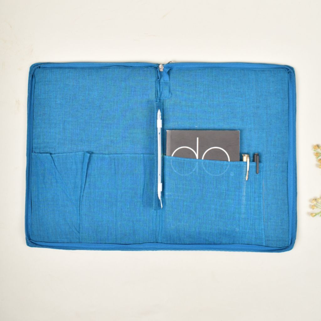 Blue ikat folder with zip