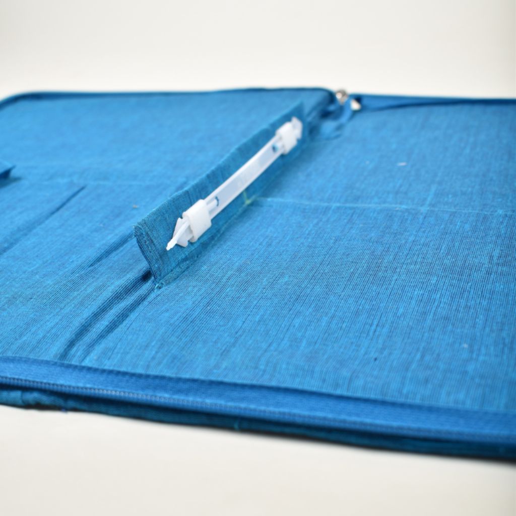 Blue ikat folder with zip