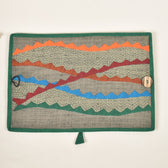Green embroidered diary sleeve with hand made paper notebook - closure