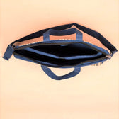 unisex laptop messenger bag in grey ikat  - inside