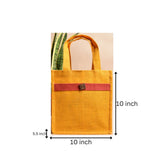Yellow jute lunch bag or gift bag