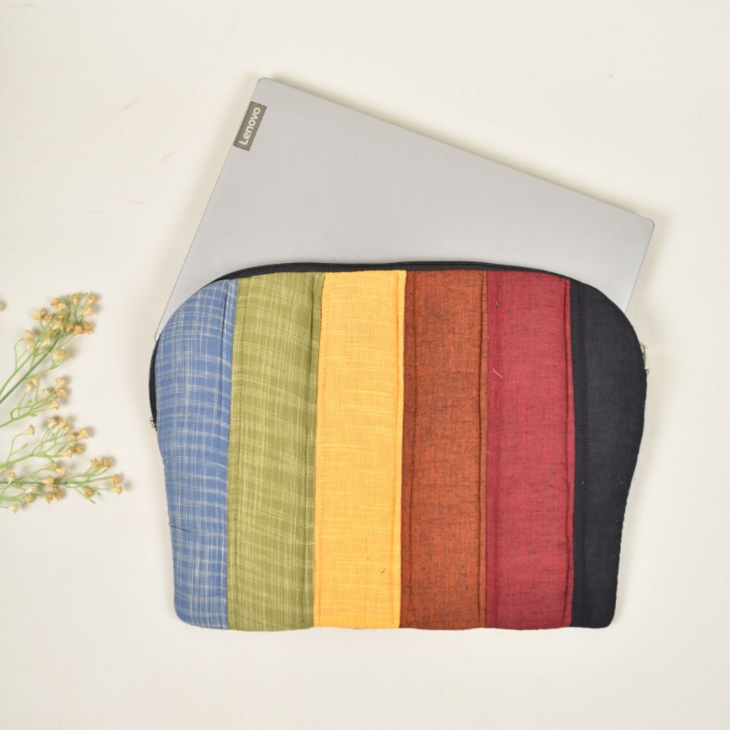 Brown yellow patchwork case for 15" laptop