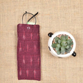 Maroon ikat reading glass pouch - front