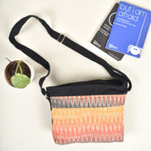 Four pocket canvas purse with ikat design - back