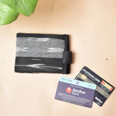 Narrow unisex wallet in black ikat - back