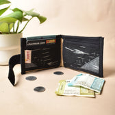 Narrow unisex wallet in black ikat - inside