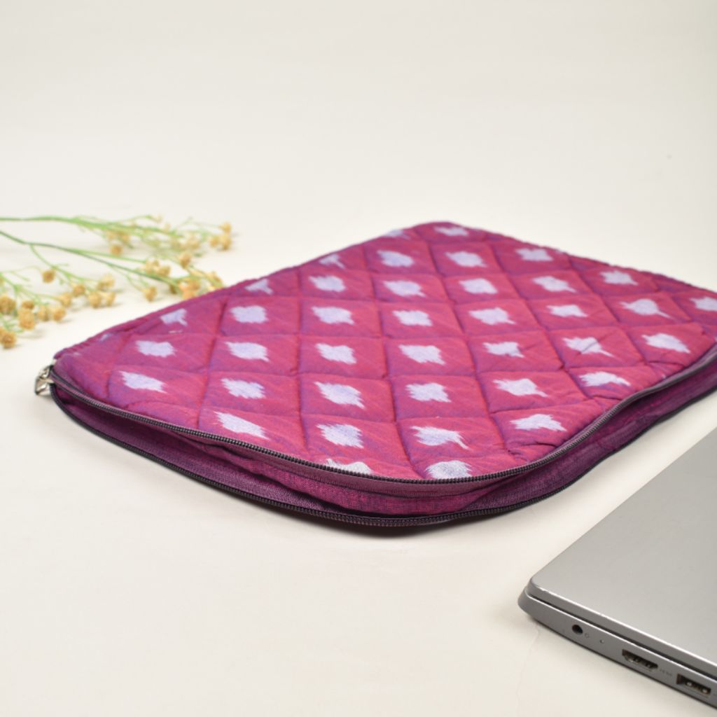 Purple easy slip quilted 13" laptop sleeve