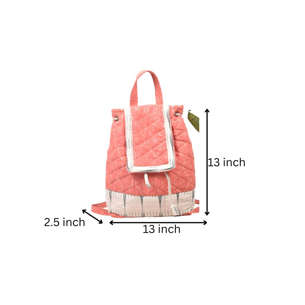Quilted Pink Ikat backpack bag