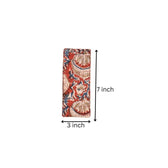 Quilted spectacle case in red block printed cotton - dimensions