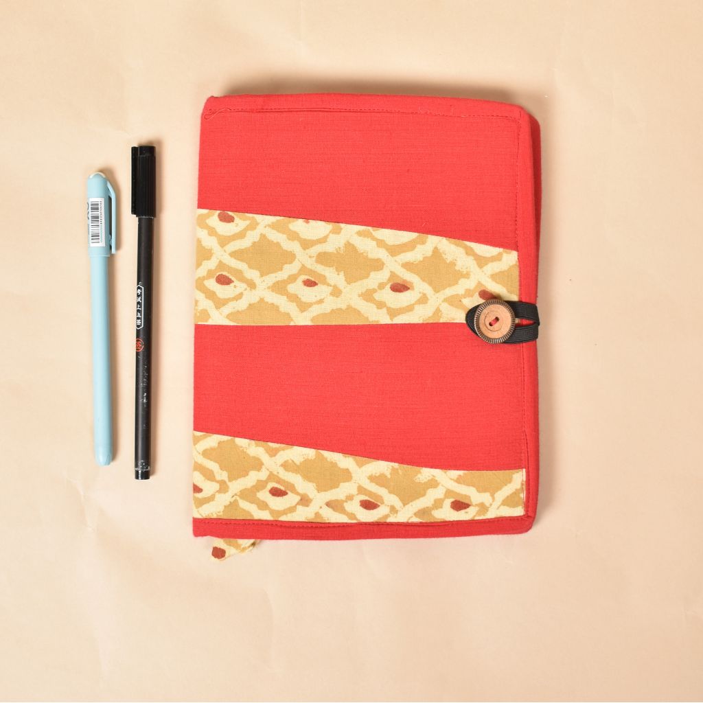 Handmade paper notebook with a detachable sleeve cover